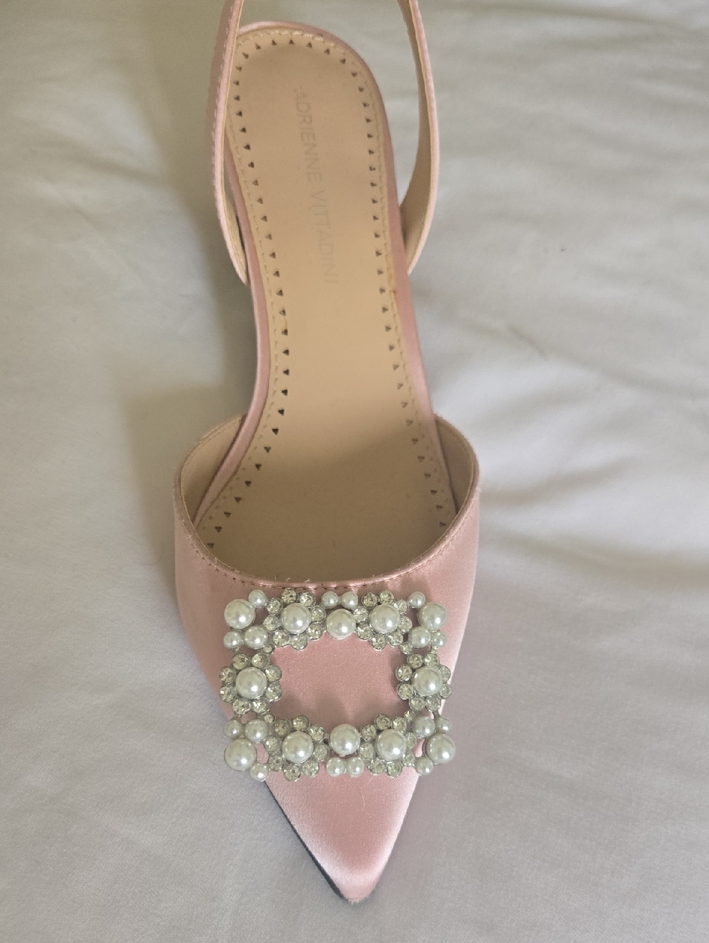 Adrienne Vittadini Blush Heels with Pearl Accent